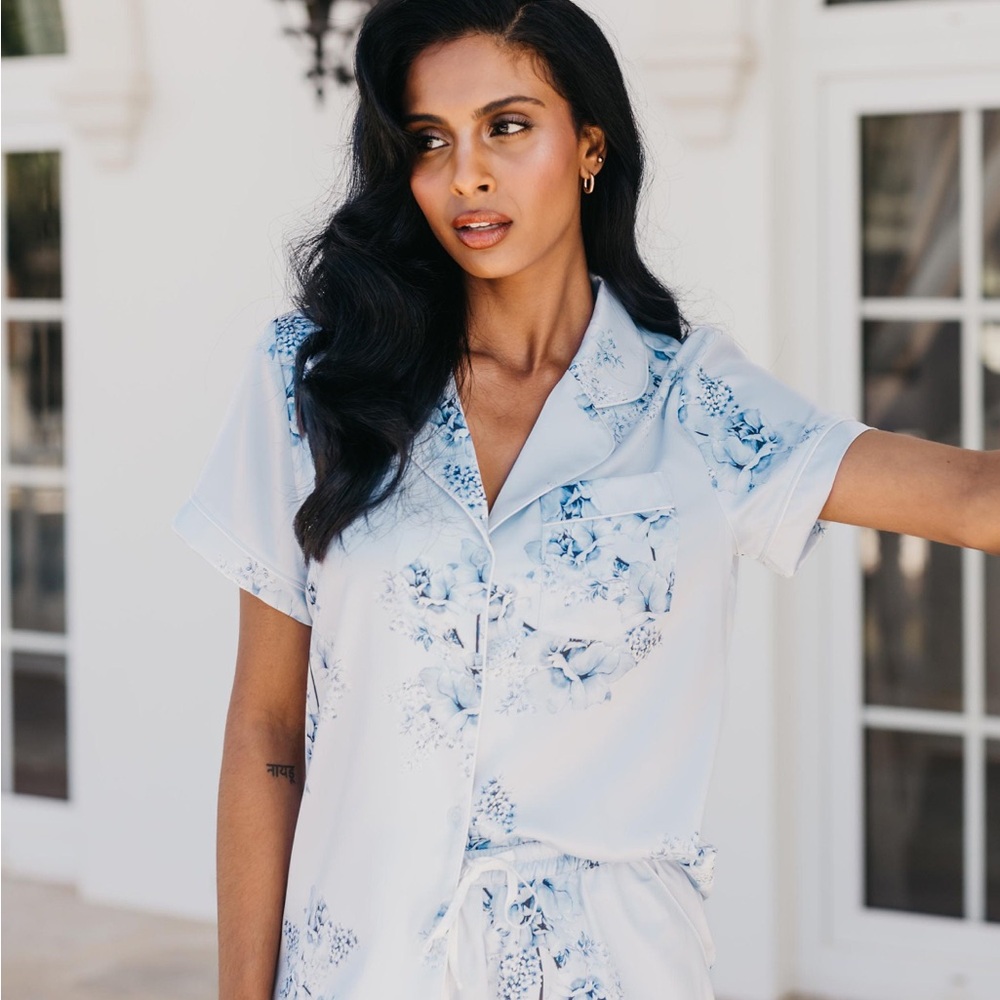 Floral Print Satin Pajama Set